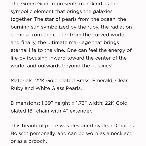 JCB 22k Gold Plated "Great Giant" BROOCH/NECKLACE Current style Retail $150 - Picture 7 of 13